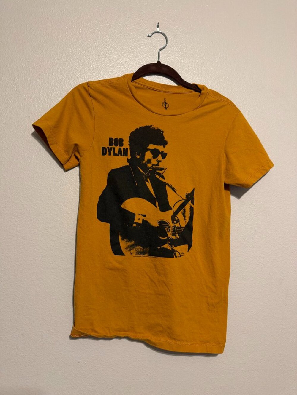 Bob Dylan Graphic Band Tee Mustard Yellow Women's